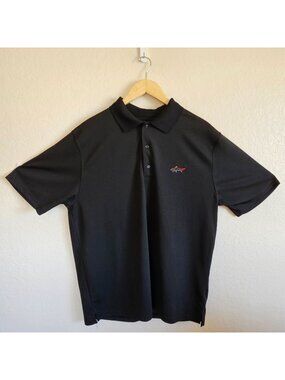 Greg Norman Mens XL Black Polo Shirt Play Dry Performance Golf Shark Logo
